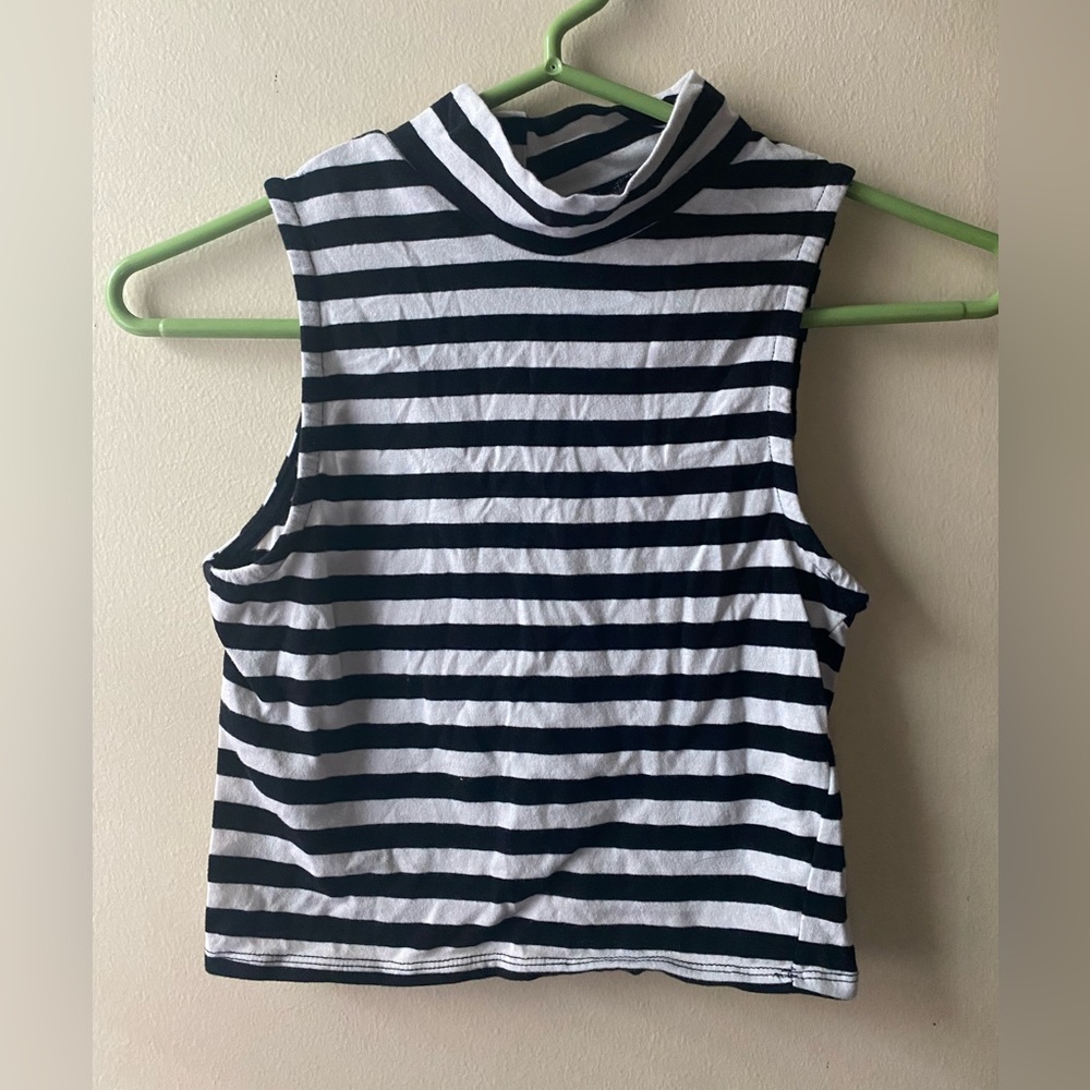 Black and white striped crop top by Love Culture